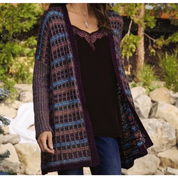 NWT Soft Surroundings Eirene Multi Stripe Knit Long Sleeve Cardigan One Size - Picture 1 of 7